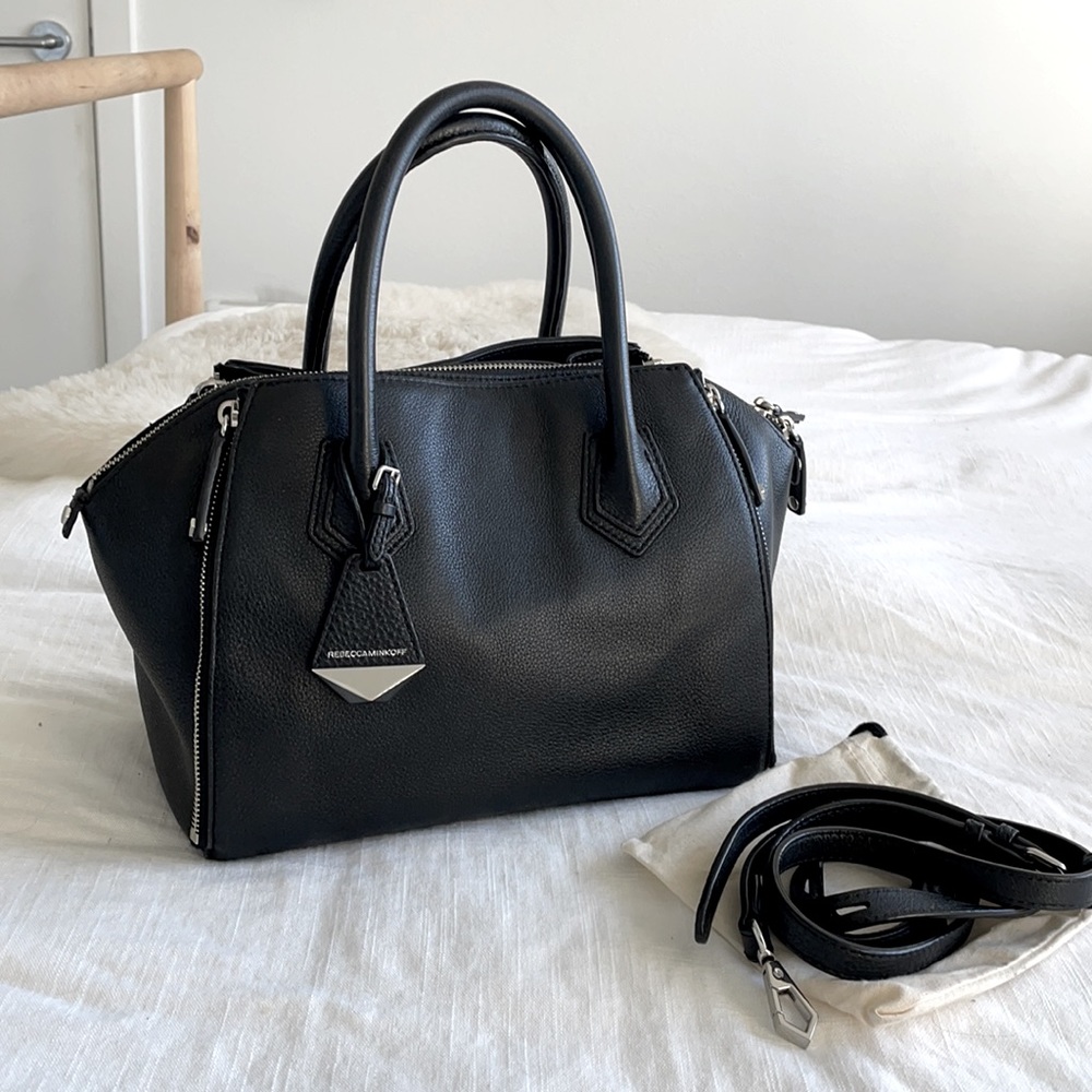 Rebecca Minkoff Perry satchel crossbody - black grained leather